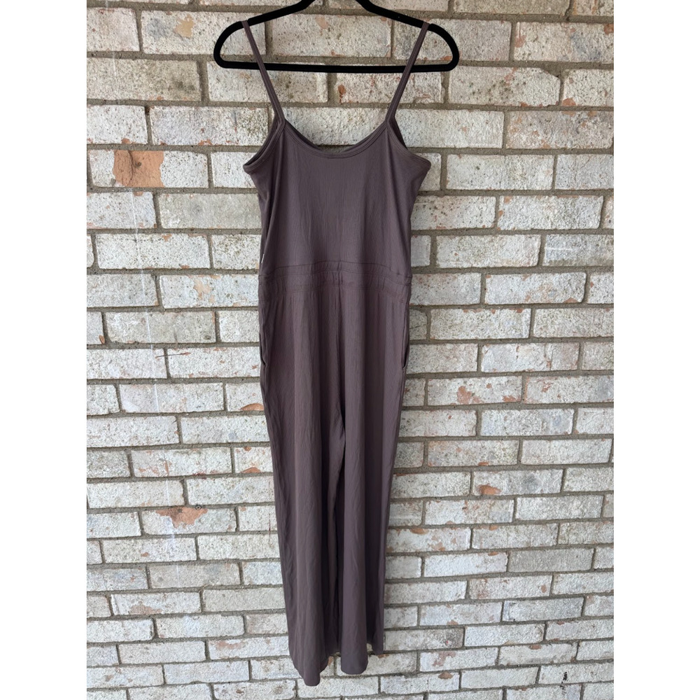 Vuori Brown Button Front Drawstring Jumpsuit Larg… - image 3